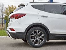 Защита заднего бампера D42 волна под машину для Hyundai Santa FE Premium 2015