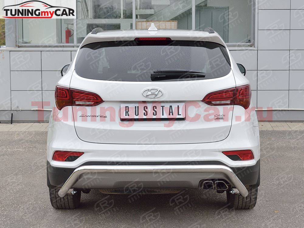 Защита заднего бампера D63 волна под машину для Hyundai Santa FE Premium 2015