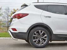 Защита заднего бампера D63 волна под машину для Hyundai Santa FE Premium 2015