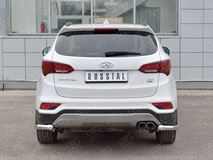 Защита заднего бампера уголки D63 секция для Hyundai Santa FE Premium 2015