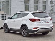 Защита заднего бампера уголки D63 секция для Hyundai Santa FE Premium 2015