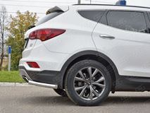 Защита заднего бампера уголки D63 секция для Hyundai Santa FE Premium 2015