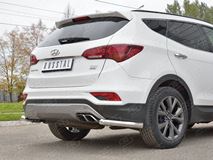 Защита заднего бампера уголки D63 секция для Hyundai Santa FE Premium 2015