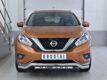 Защита переднего бампера D63 волна с надписью для Nissan Murano 2016