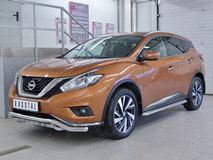 Защита переднего бампера D63 волна с надписью для Nissan Murano 2016