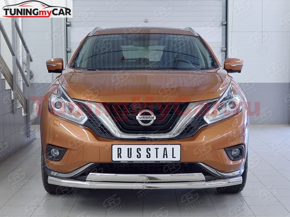 Защита переднего бампера D63 секция-75х42 дуга для Nissan Murano 2016
