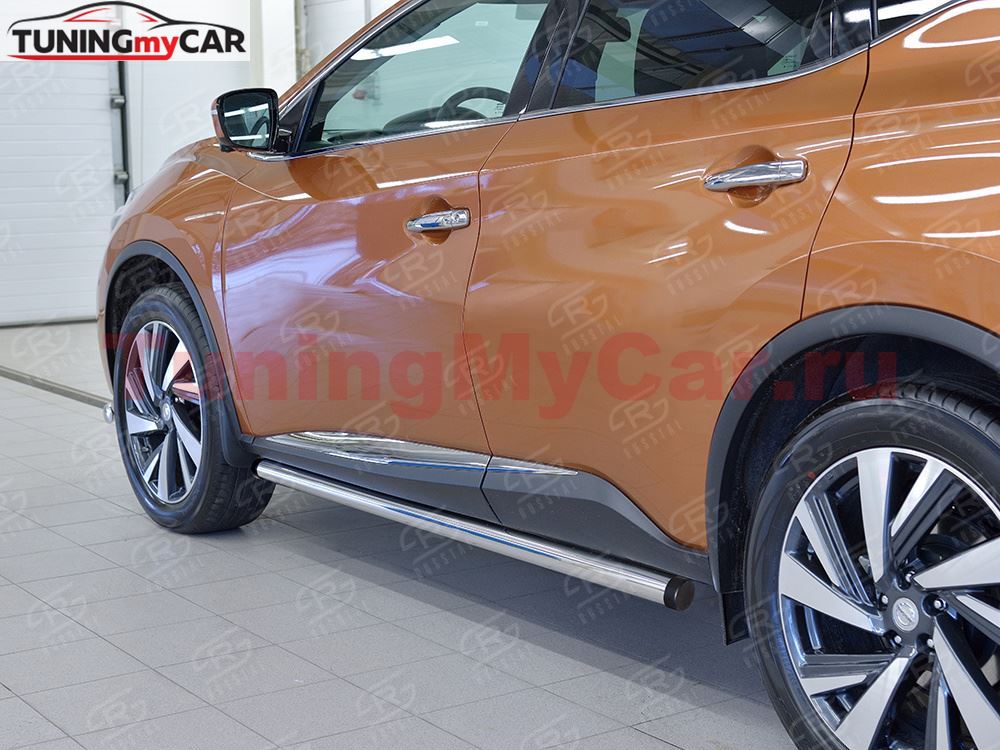 Пороги труба D63 (вариант 2) для Nissan Murano 2016
