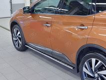 Пороги труба 75х42 овал с проступью для Nissan Murano 2016
