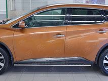 Пороги труба 75х42 овал с проступью для Nissan Murano 2016