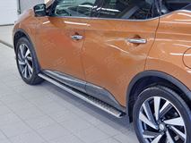 Пороги труба 120х60 овал с проступью для Nissan Murano 2016
