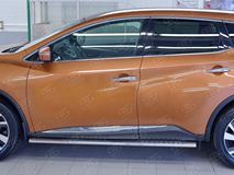 Пороги труба 120х60 овал с проступью для Nissan Murano 2016