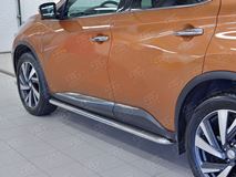 Пороги труба D42 С листом (Лист нерж, проф. нерж)(Вариант3) для Nissan Murano 2016