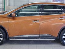 Пороги труба D42 С листом (Лист алюм, проф. нерж)(Вариант1) для Nissan Murano 2016