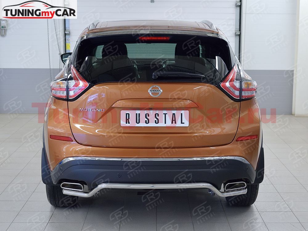 Защита заднего бампера D42 волна для Nissan Murano 2016