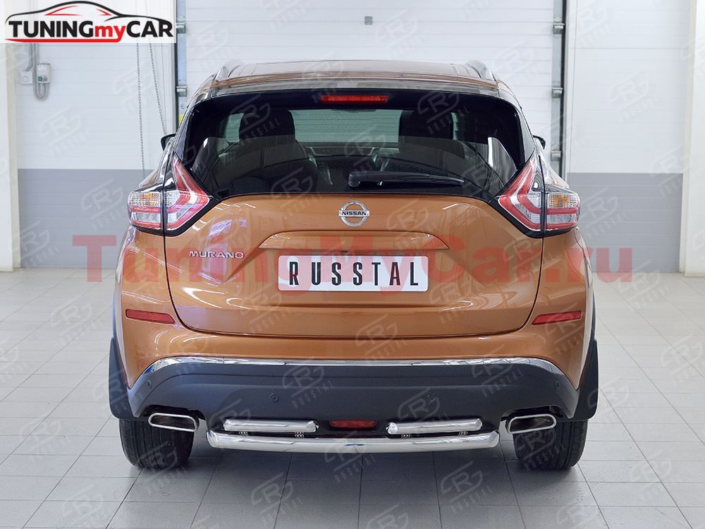 Защита заднего бампера D63 дуга-D42х2 дуги для Nissan Murano 2016