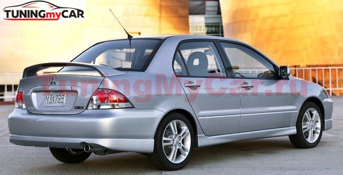 Накладка на задний бампер (юбка) Mitsubishi Lancer 9, тюнинг "Sport 2.0" (штатный-заводской обвес Спорт 2.0)