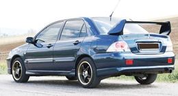 Накладка на задний бампер (юбка) Mitsubishi Lancer 9, тюнинг "Sport 2.0" (штатный-заводской обвес Спорт 2.0)