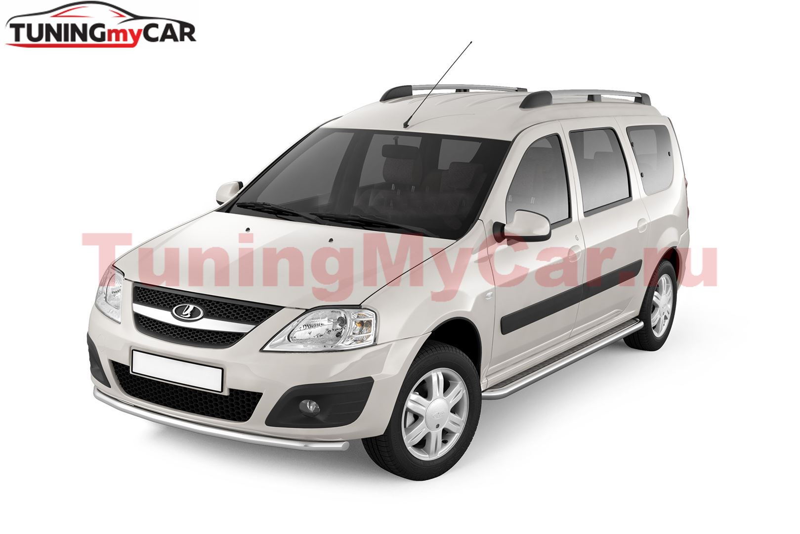 Защита порогов с алюм. площадкой 51 мм (НПС) LADA Largus 2012-
