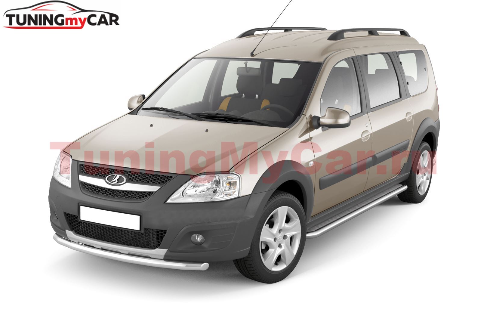 Защита порогов с алюм. площадкой 51мм (НПС) LADA Largus Cross 2015-