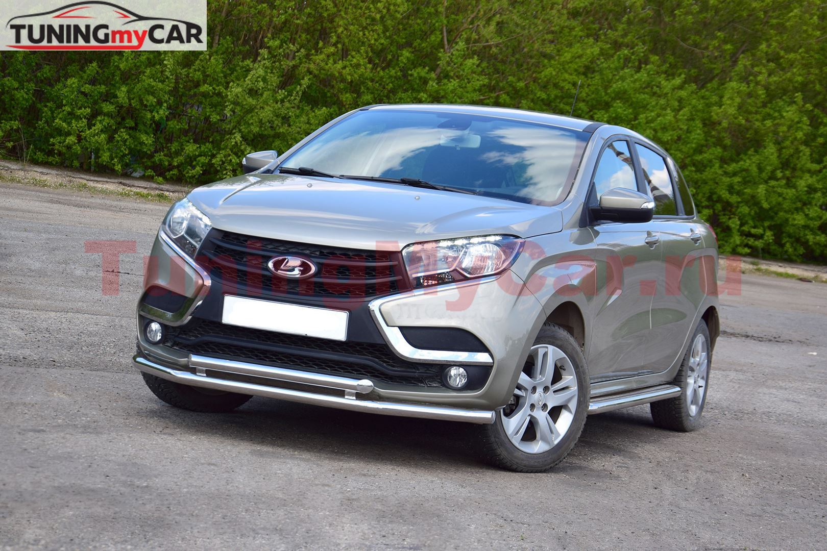 Защита переднего бампера двойная 51/51мм (НПС) LADA XRAY 2016-