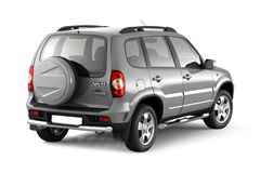 Защита заднего бампера с накладкой 63мм (НПС) CHEVROLET NIVA 2009-