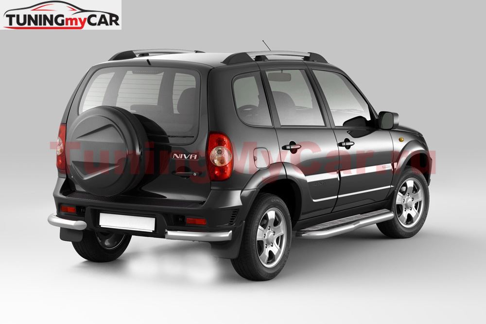 Защита заднего бампера угловая 63мм (НПС) LADA NIVA Travel 2021-/ LADA NIVA 2020-/ CHEVROLET Niva 2009-2020