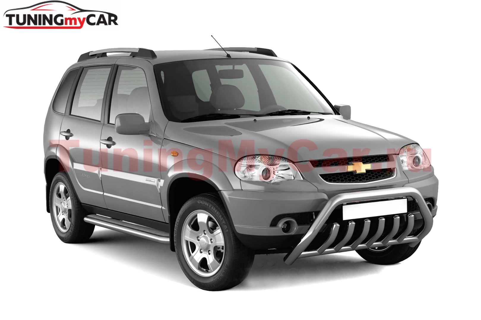 Защита порогов с алюм. площадкой 51мм (НПС) CHEVROLET Niva 2009-2020/ LADA Niva 2020-/ LADA Niva Travel 2021-