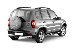 Защита порогов с накладками 63мм (НПС) CHEVROLET NIVA 2009-