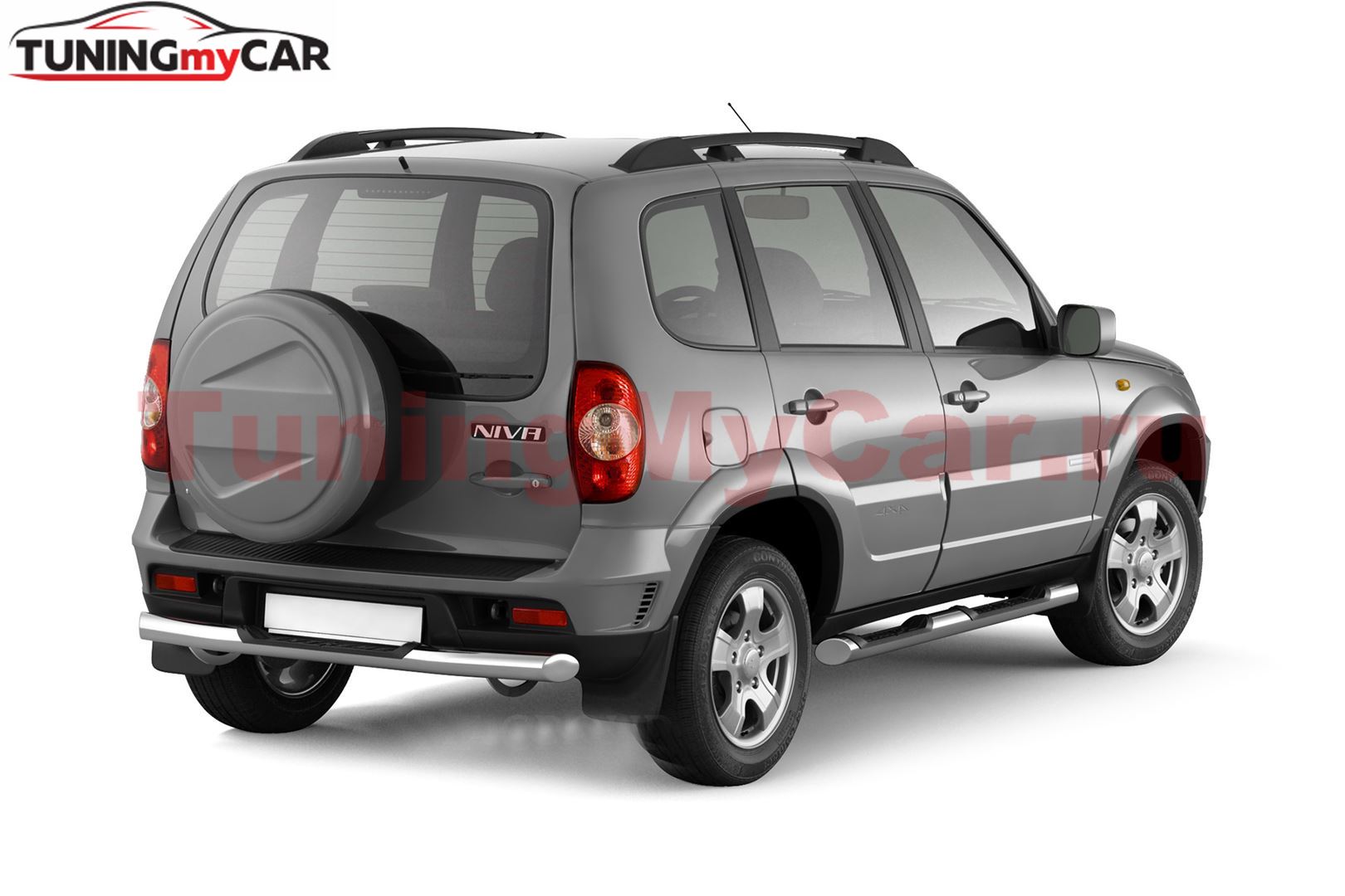 Защита порогов с накладками 76мм (НПС) CHEVROLET NIVA 2009-