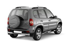Защита порогов с накладками 76мм (НПС) CHEVROLET NIVA 2009-