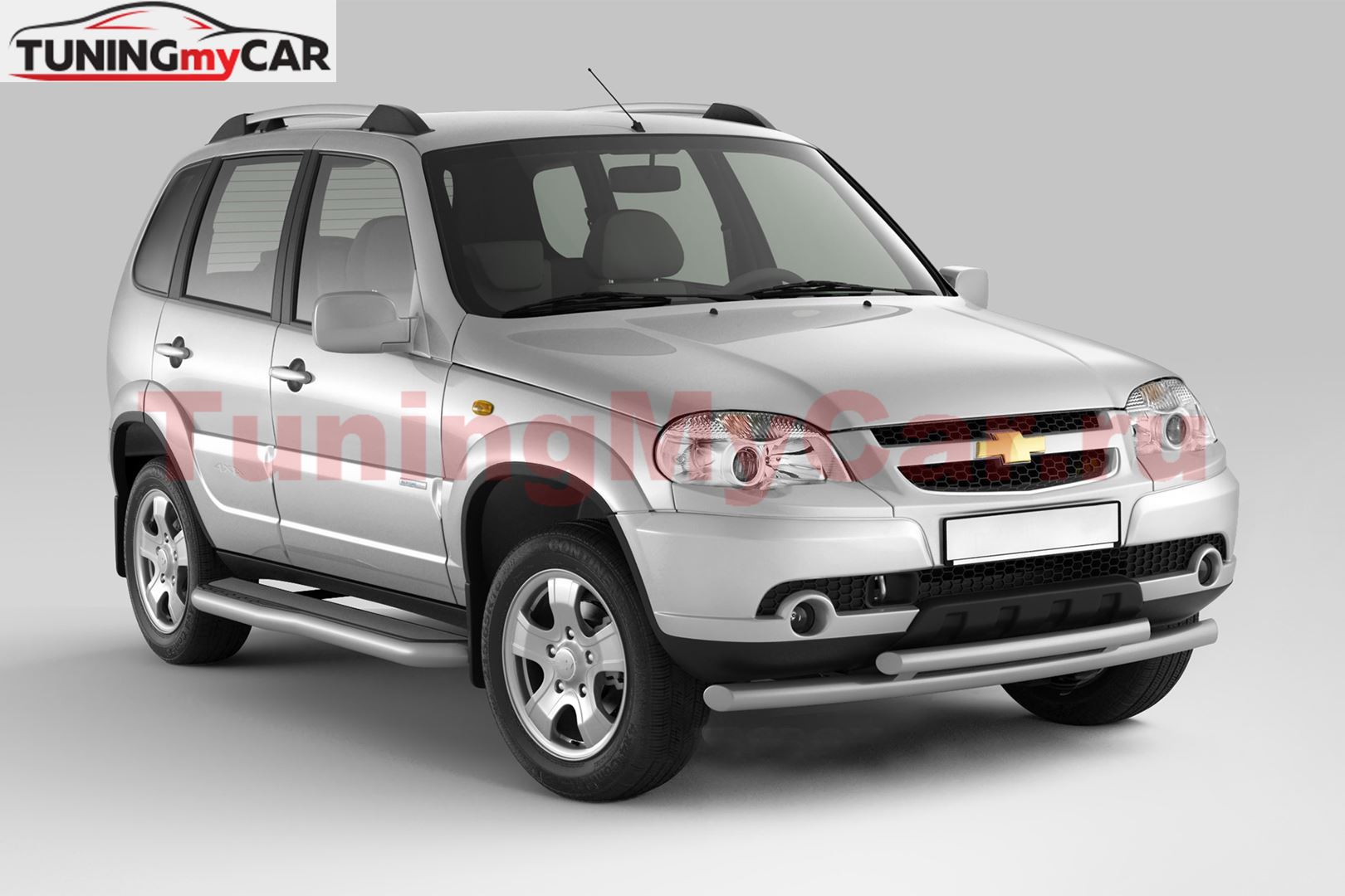 Защита порогов с алюм.фигурной площадкой 63мм (ППК) CHEVROLET NIVA 2009-