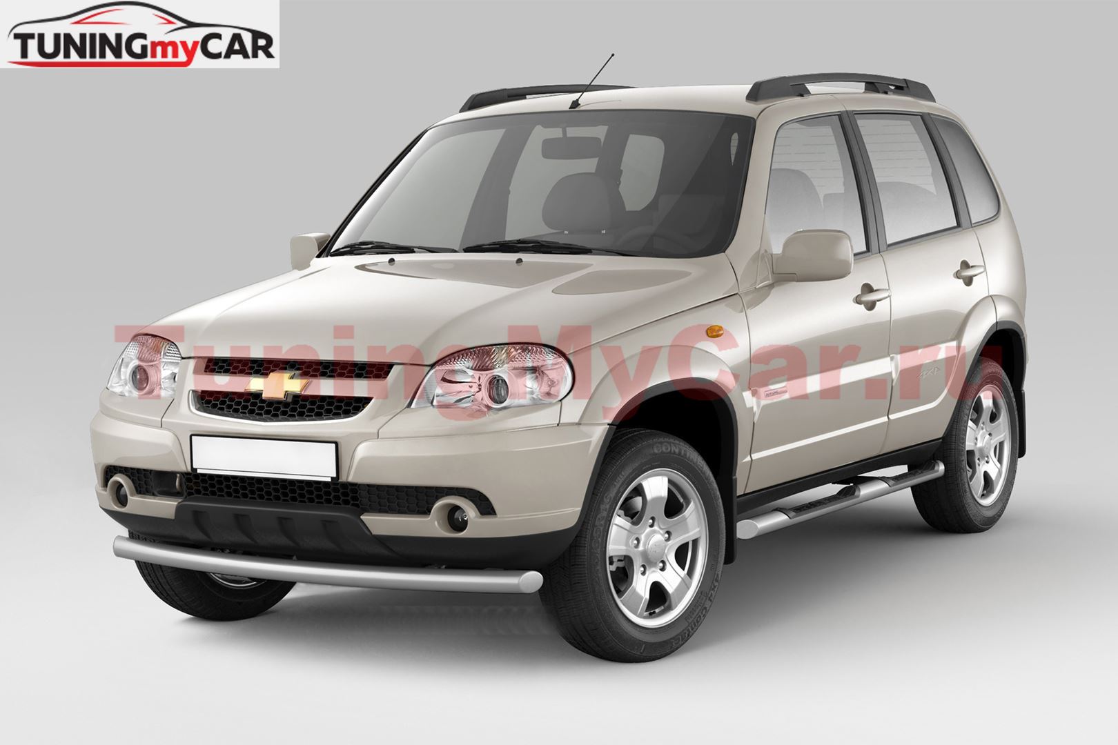 Защита порогов с накладками Ø63мм ШАГРЕНЬ (ППК) LADA Niva Travel 2021-/ LADA Niva 2020-/ CHEVROLET Niva 2009-2020