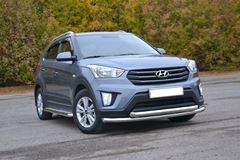 Защита переднего бампера двойная 63/63 мм (НПС) Hyundai Creta 2016-