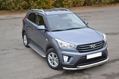 Защита порогов с алюм. площадкой 51 мм (НПС) Hyundai Creta-2016-