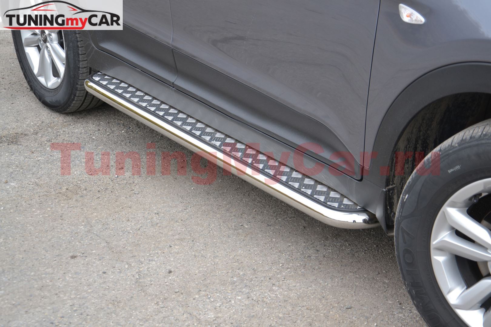Защита порогов с алюм. площадкой 51 мм (НПС) Hyundai Creta-2016-