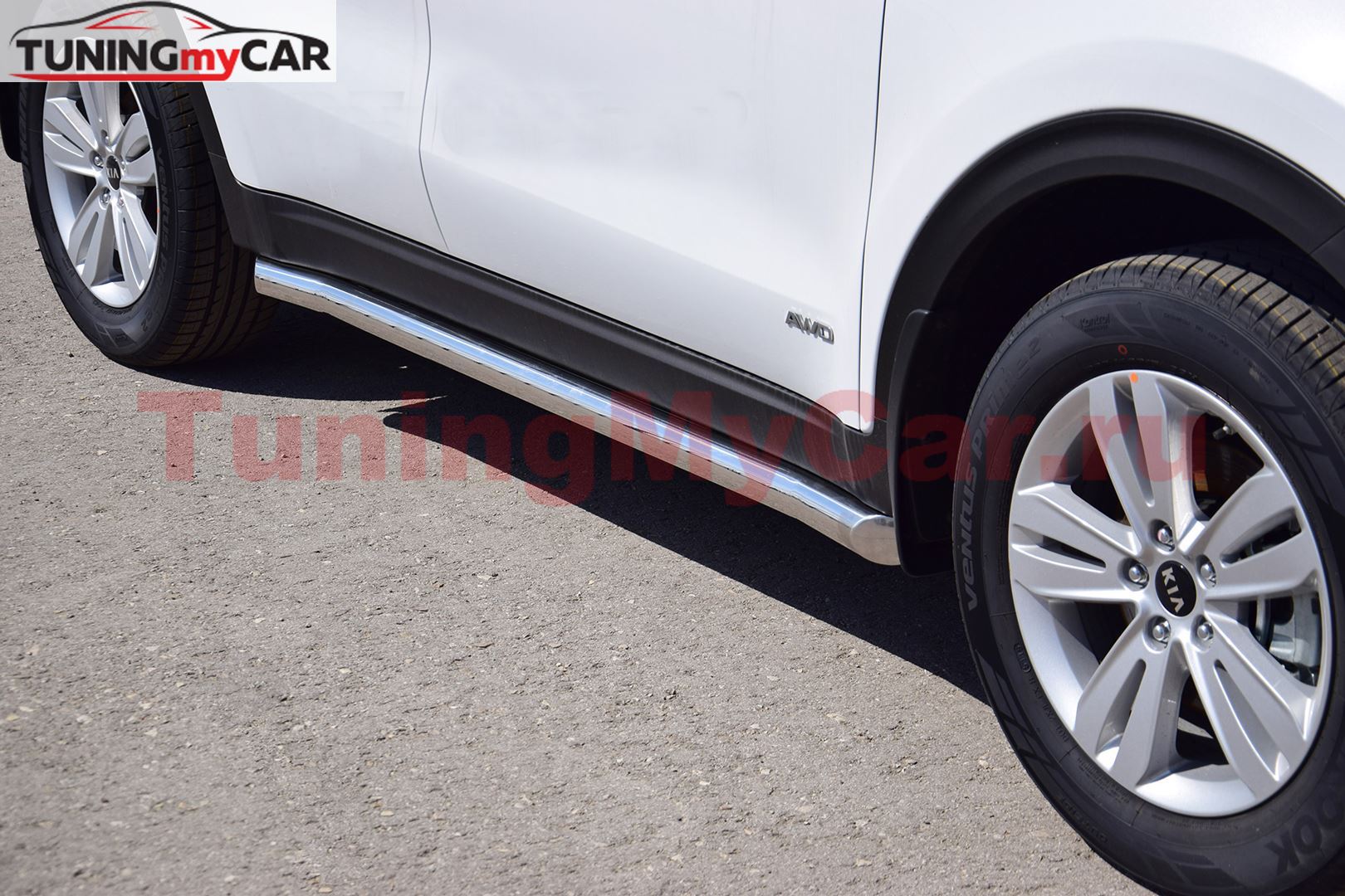 Защита порогов вогнутые 63 мм (НПС) KIA Sportage 2016-