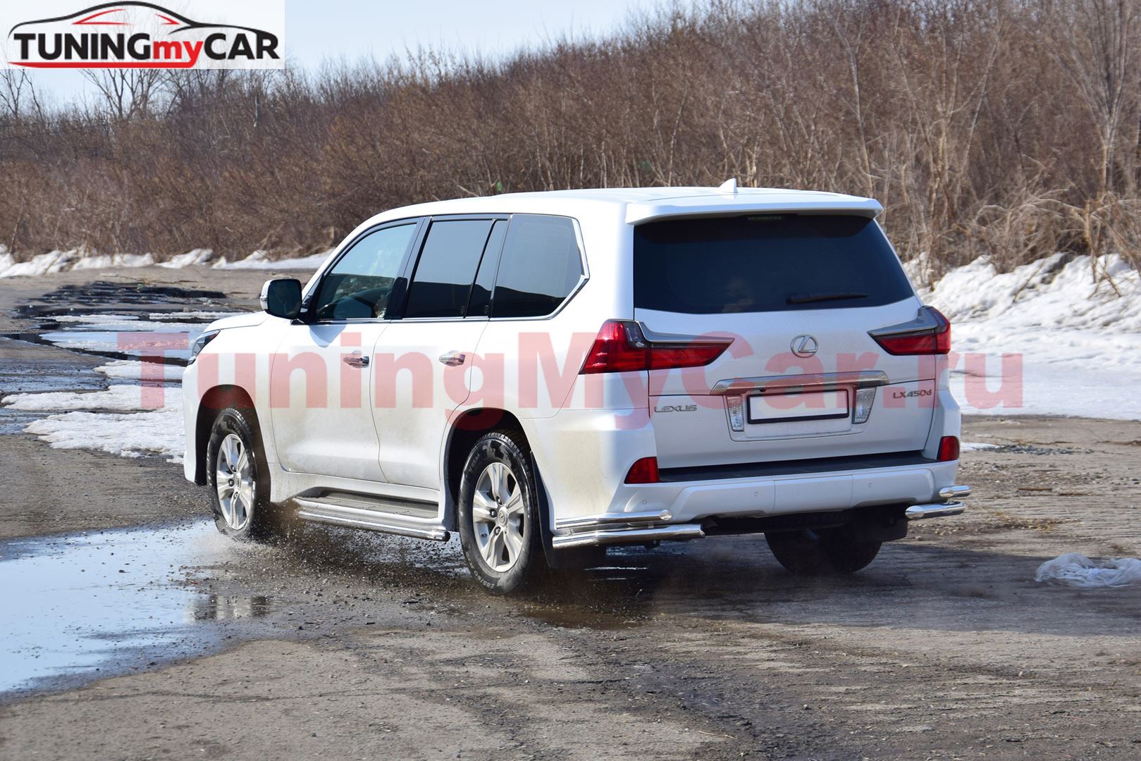Защита заднего бампера двойная угловая 63/51 мм (НПС) LEXUS 450D 2015-