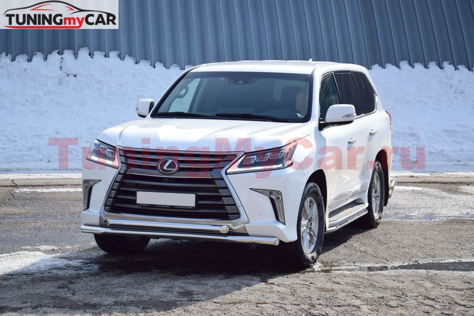 Защита переднего бампера двойная Ø63/63мм (НПС) LEXUS 450D 2015-