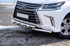 Защита переднего бампера двойная с зубьями 63/63мм (НПС) LEXUS 450D 2015-