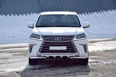 Защита переднего бампера двойная с зубьями 63/63мм (НПС) LEXUS 450D 2015-