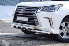 Защита переднего бампера двойная с зубьями 63/63мм (НПС) LEXUS 450D 2015-