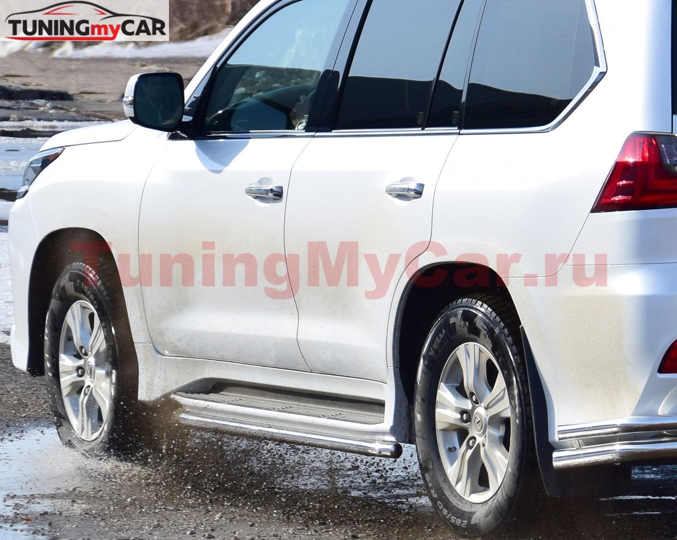 Защита порогов окантовка 51мм (НПС) LEXUS 450D 2015-