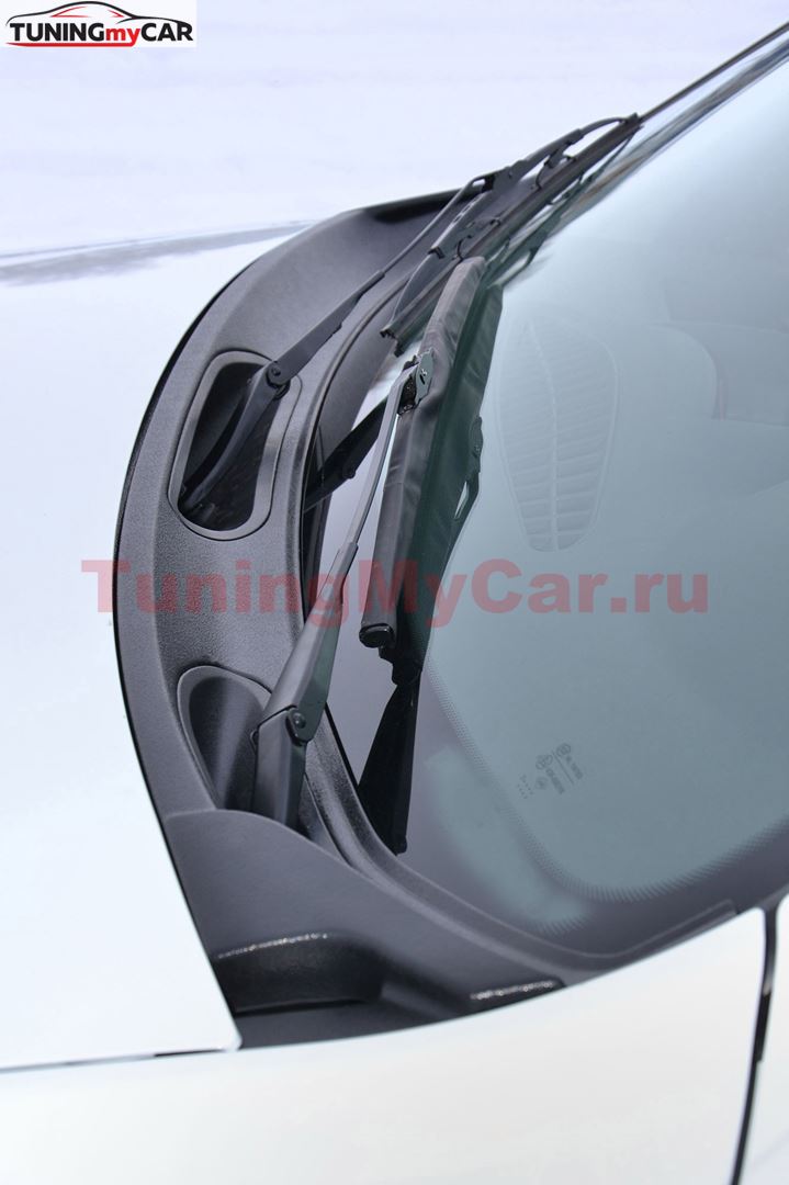 Накладка в проём стеклоочистителей (жабо) (чёрное тиснение) (ABS) RENAULT DUSTER 2012-