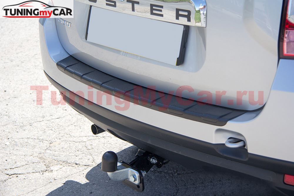 Накладка на задний бампер (чёрное тиснение) (ABS) RENAULT DUSTER 2012-