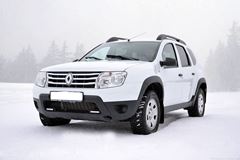 Накладки на крылья (чёрное тиснение) (ABS) RENAULT DUSTER 2012-2015