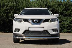 Накладка на решётку бампера (без парктроника) 10 мм (НПС) Nissan X-Trail 2015-