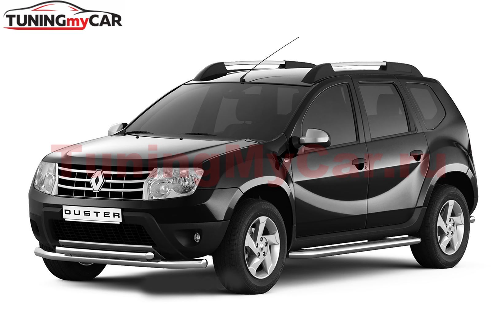 Защита порогов с алюм. площадкой Ø51мм (НПС) RENAULT Duster 2012-2020/ NISSAN Terrano 2014-