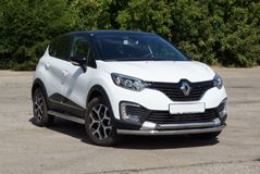 Защита переднего бампера двойная 63/63 мм (НПС) Renault Kaptur 2016-