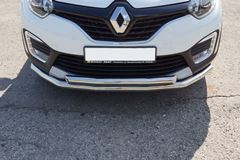 Защита переднего бампера двойная 63/63 мм (НПС) Renault Kaptur 2016-