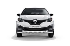 Защита переднего бампера двойная с пластинами 63/63 мм. (НПС) Renault Kaptur 2016-